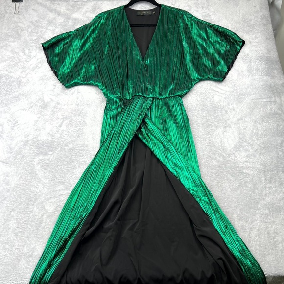 House of Harlow 1960 X Revolve Sabrina Dress Womens Medium Green Surplice Neck - Picture 3 of 16